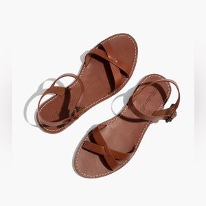 Madewell Brown Leather Crisscross Sandals